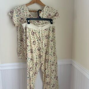 Betty Boop Floral Pajama Set in Cream and Pink